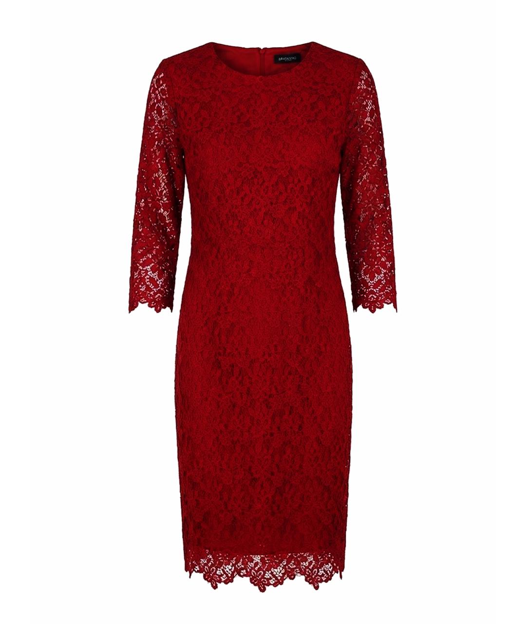 ERMANNO SCERVINO Красное кружевное коктейльное платье, фото 1