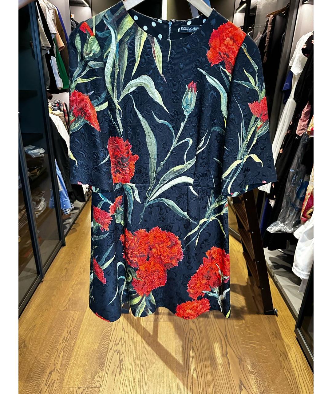 DOLCE&GABBANA Черное хлопковое коктейльное платье, фото 6