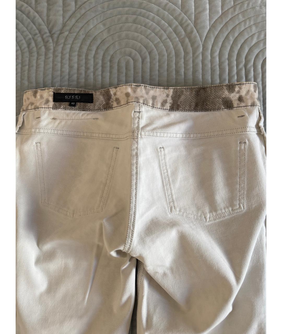 GUCCI Бежевые хлопковые прямые джинсы, фото 3