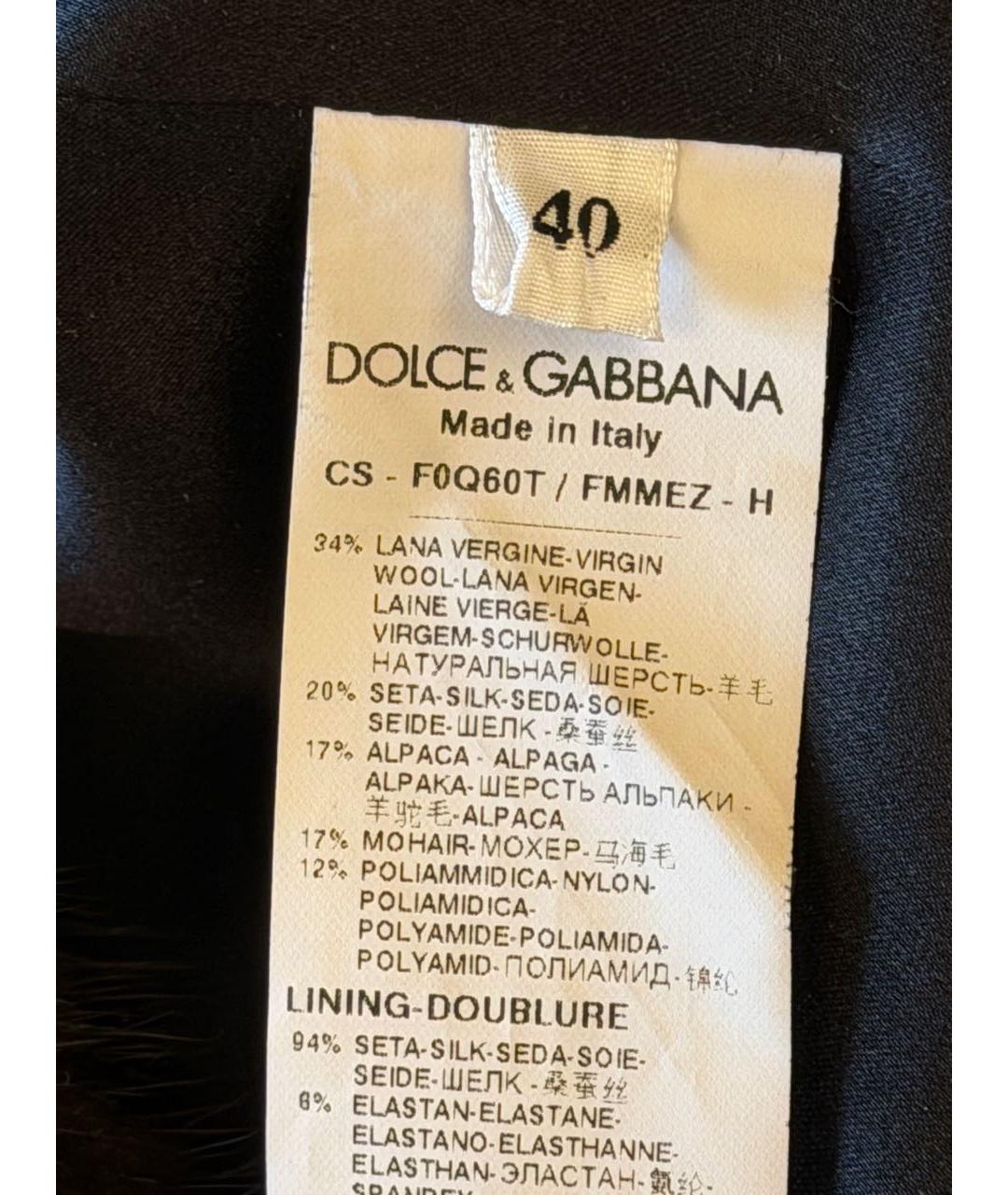 DOLCE&GABBANA Черное шерстяное пальто, фото 4