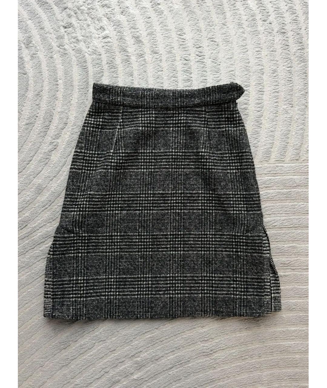 SAINT LAURENT Серая шерстяная юбка мини, фото 9