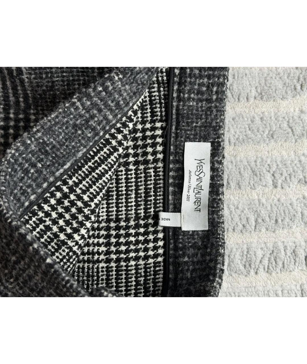 SAINT LAURENT Серая шерстяная юбка мини, фото 7