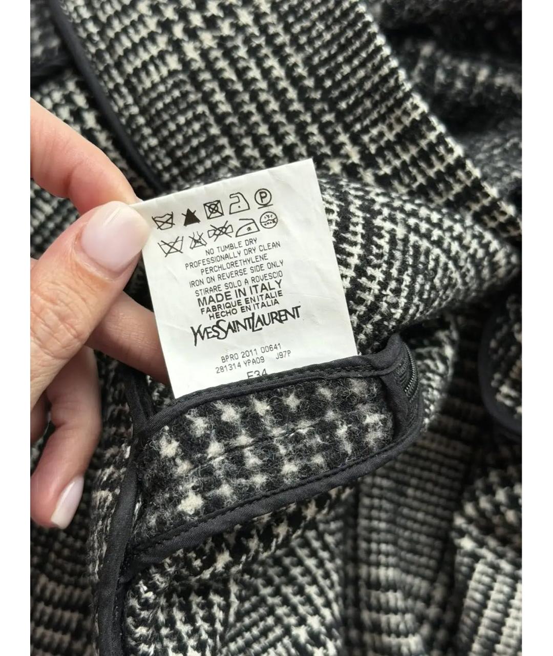 SAINT LAURENT Серая шерстяная юбка мини, фото 4