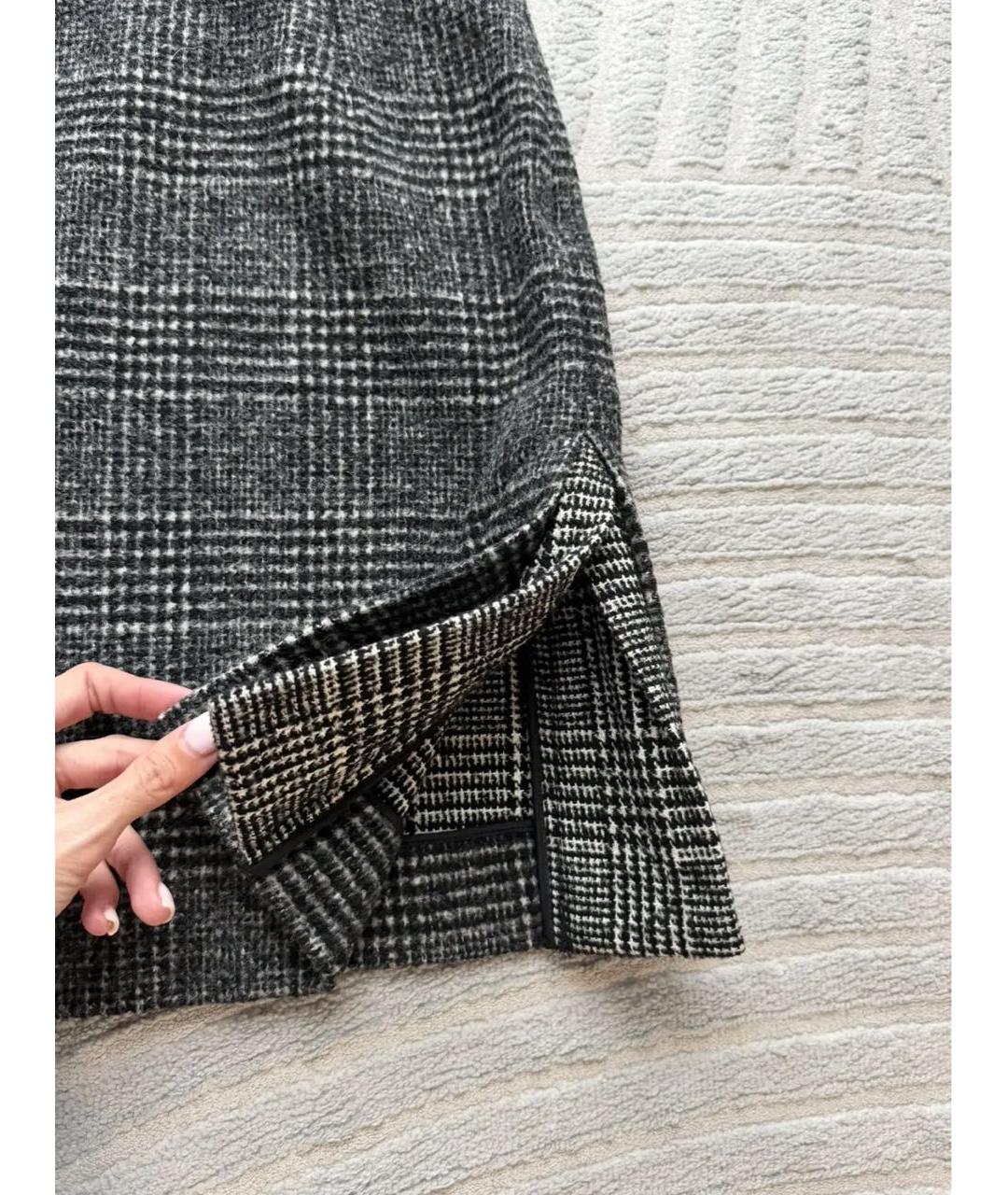 SAINT LAURENT Серая шерстяная юбка мини, фото 8