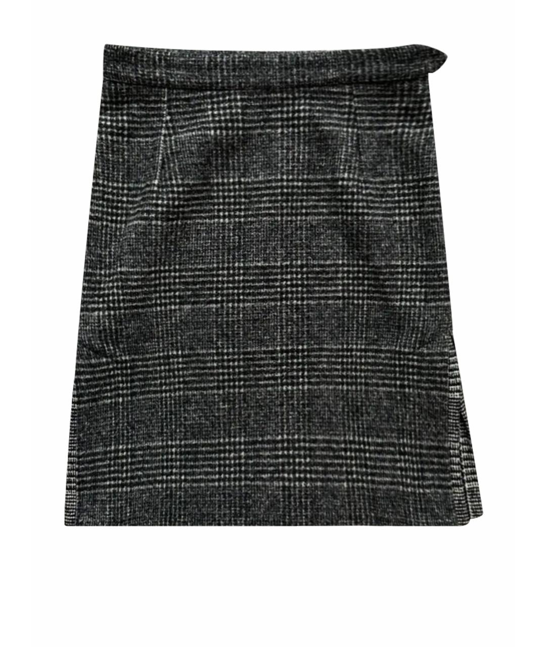 SAINT LAURENT Серая шерстяная юбка мини, фото 1