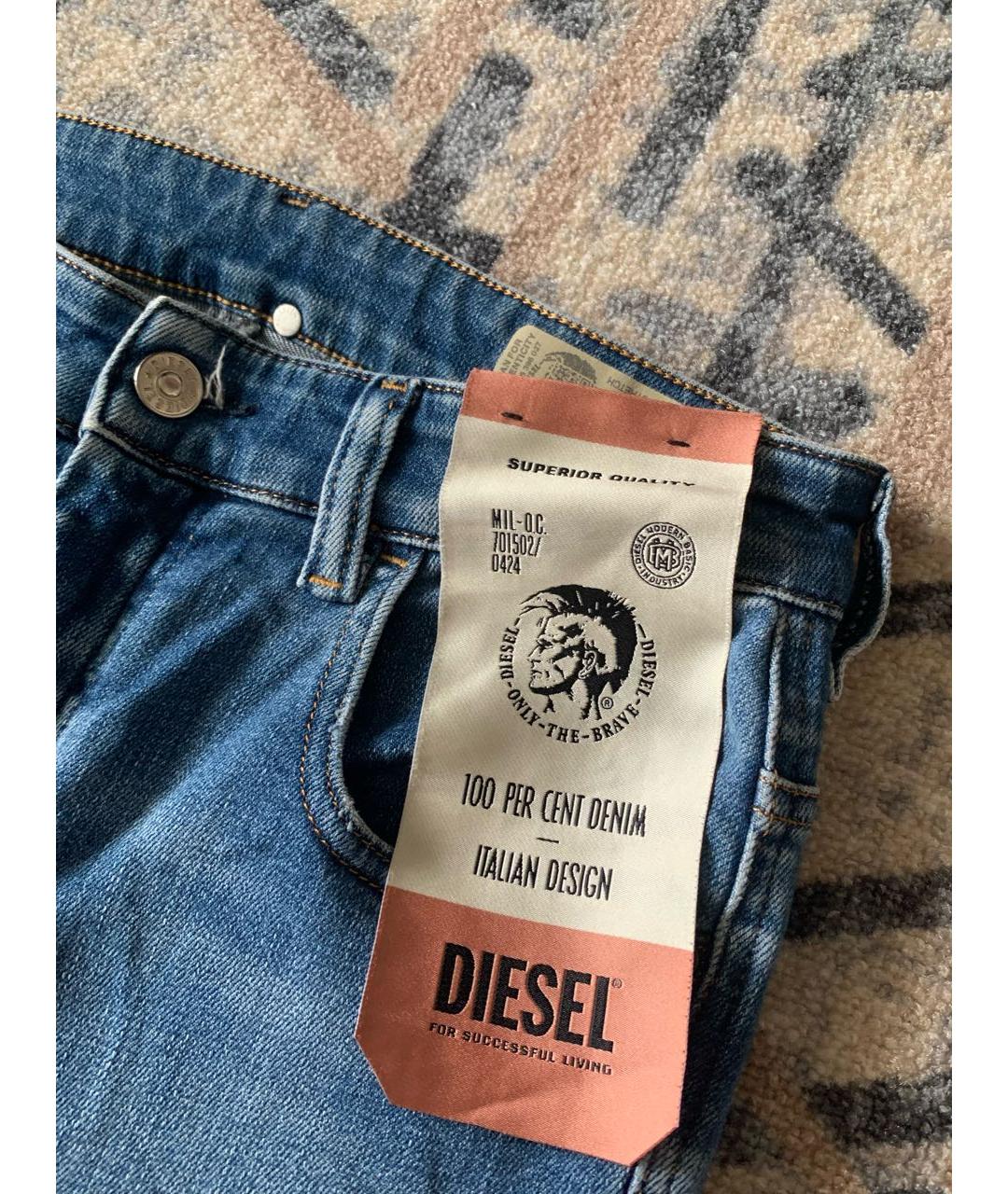 DIESEL Синие хлопко-эластановые джинсы слим, фото 4