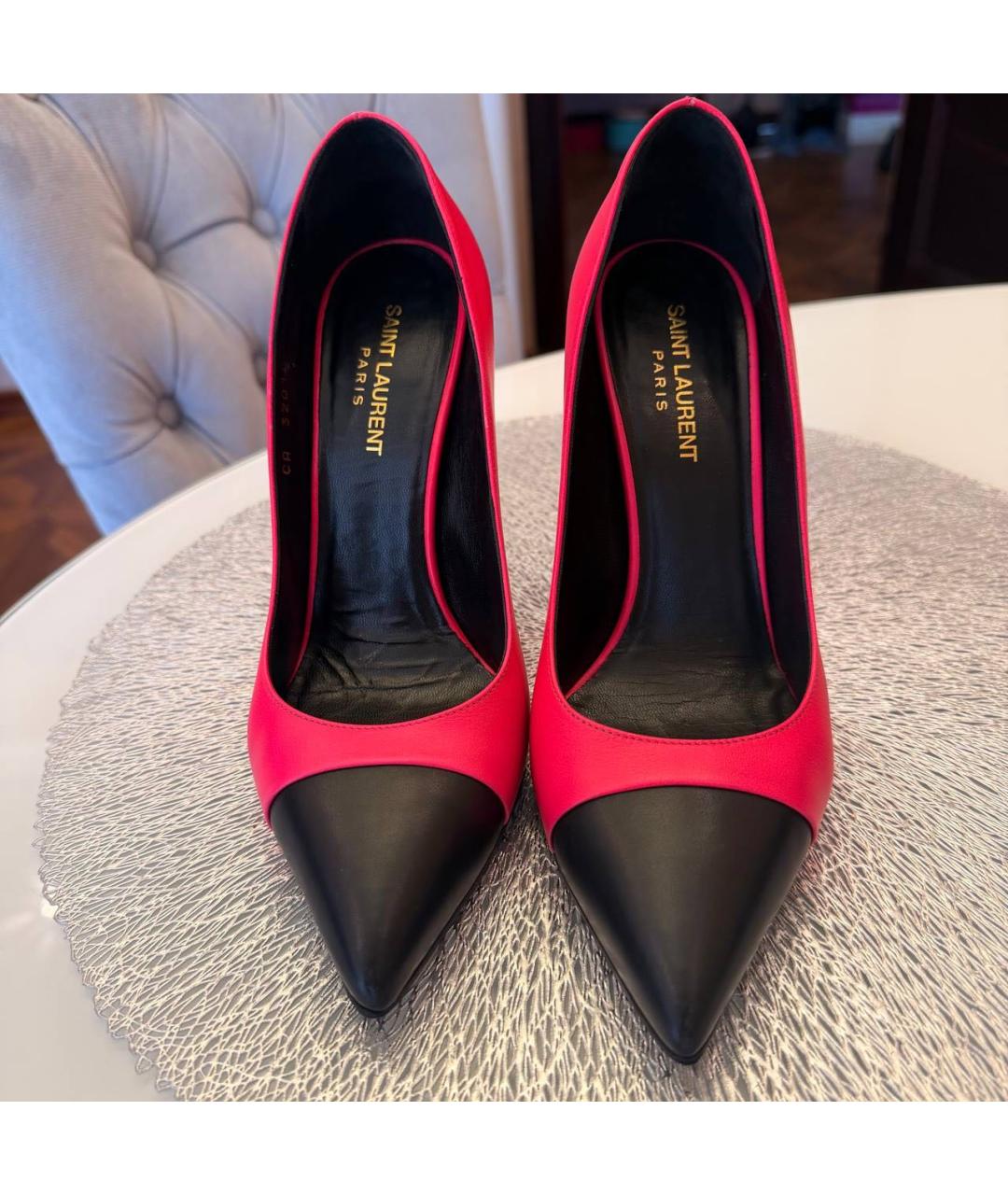 SAINT LAURENT Фуксия кожаные туфли, фото 2