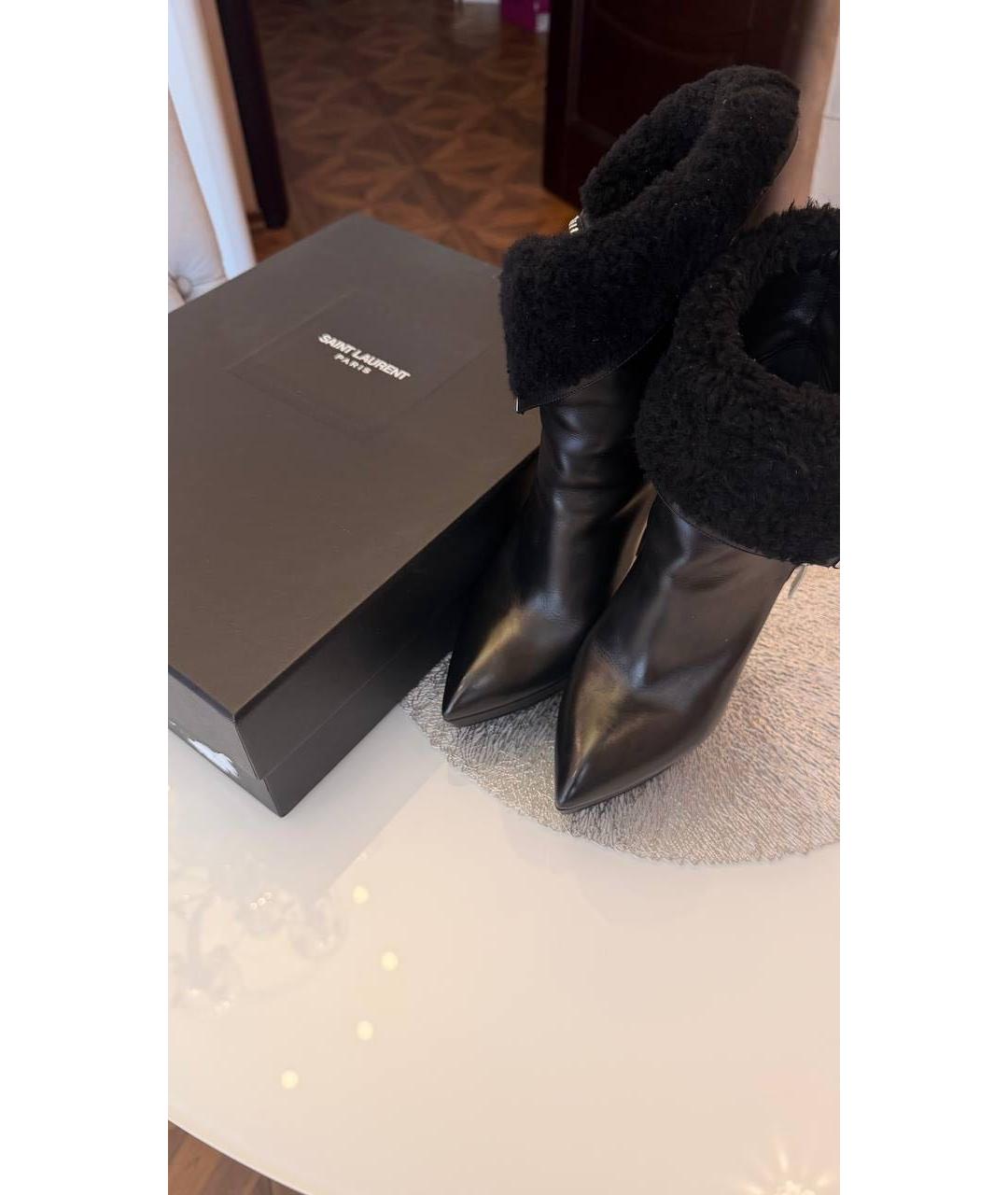 SAINT LAURENT Черные кожаные ботинки, фото 5