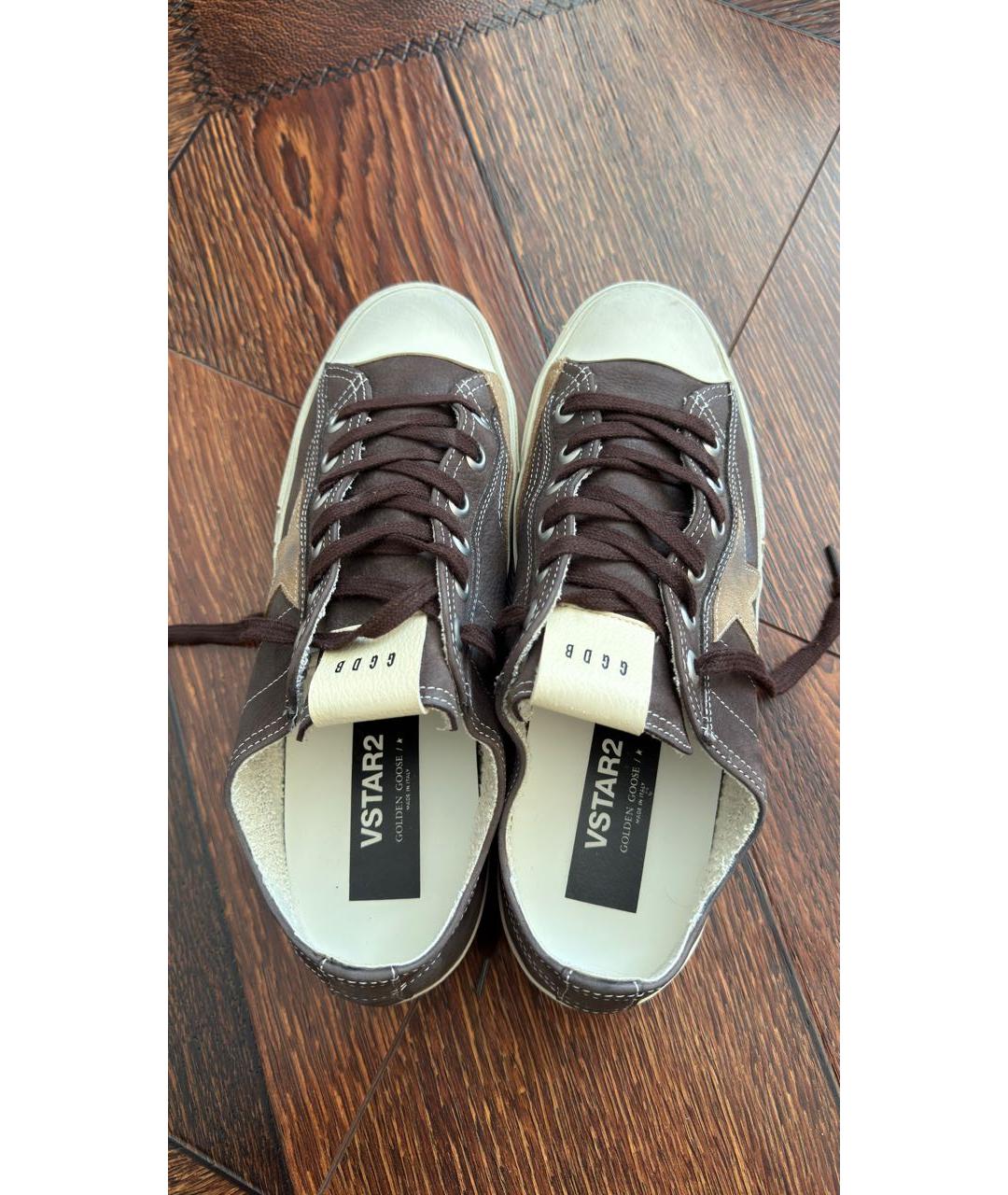 GOLDEN GOOSE Коричневые кожаные низкие кроссовки / кеды, фото 3