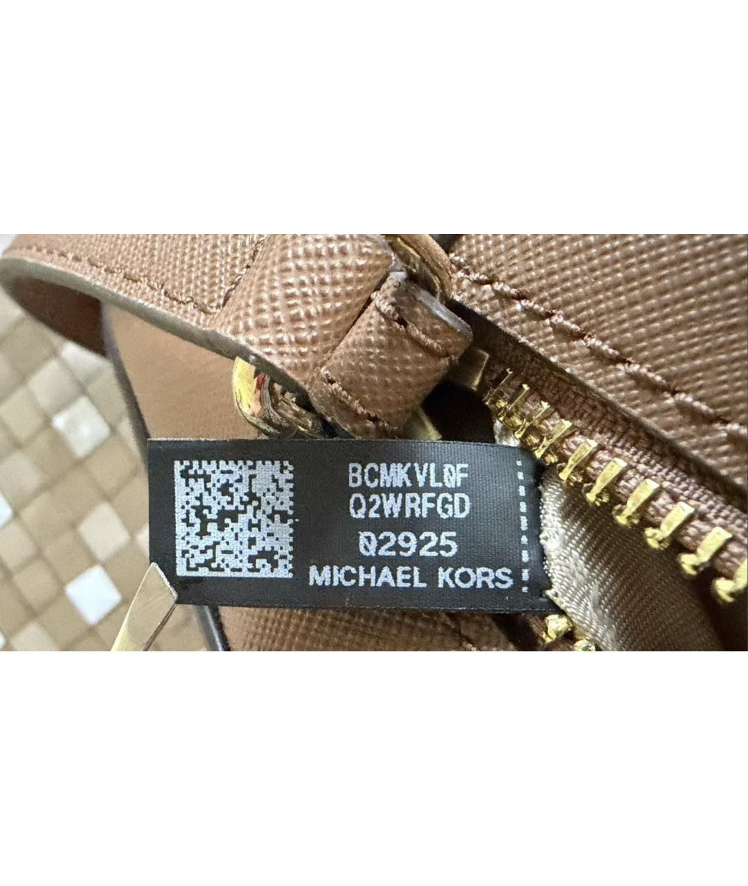 MICHAEL MICHAEL KORS Коричневая сумка через плечо из канвы, фото 9