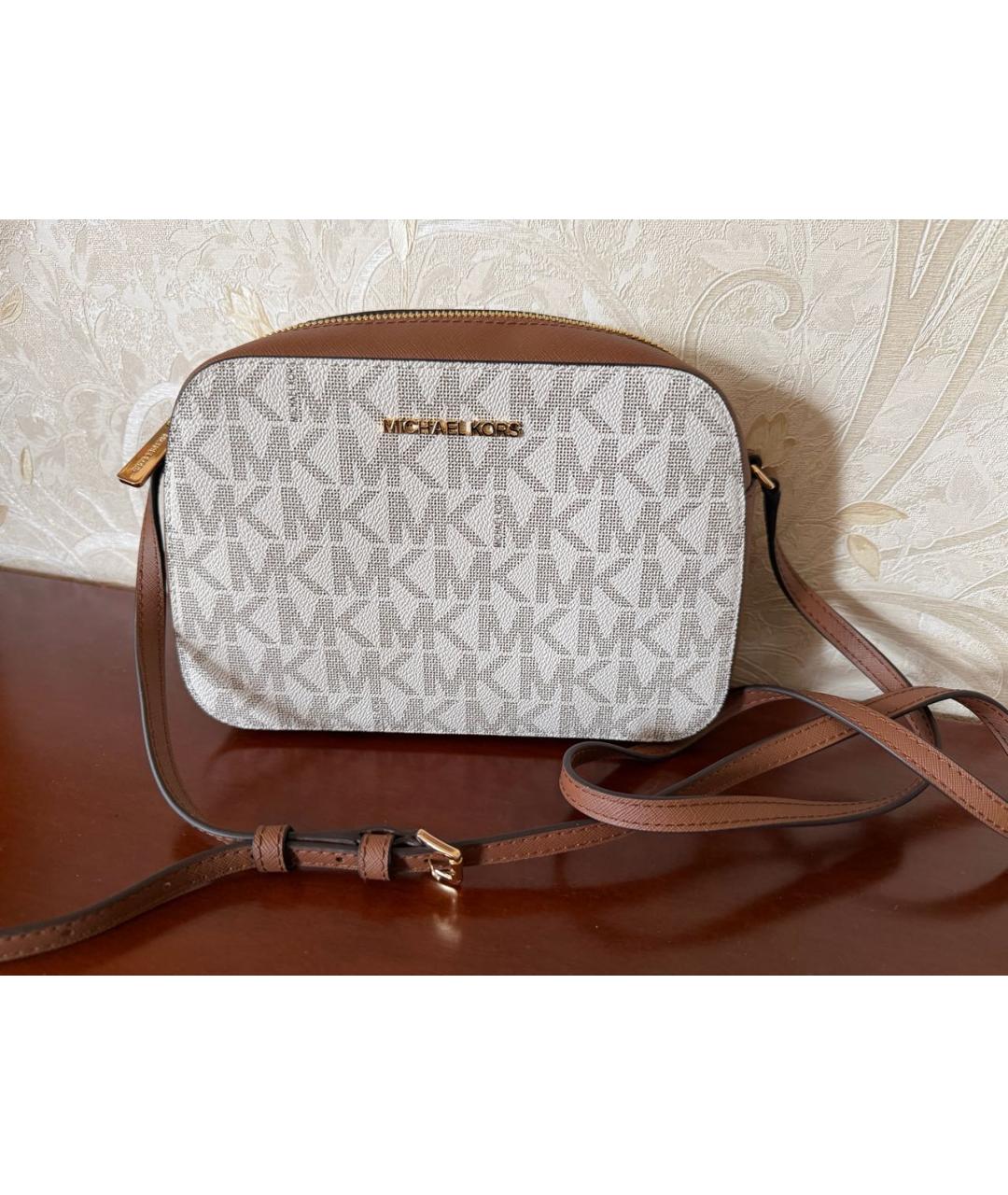 MICHAEL MICHAEL KORS Коричневая сумка через плечо из канвы, фото 10