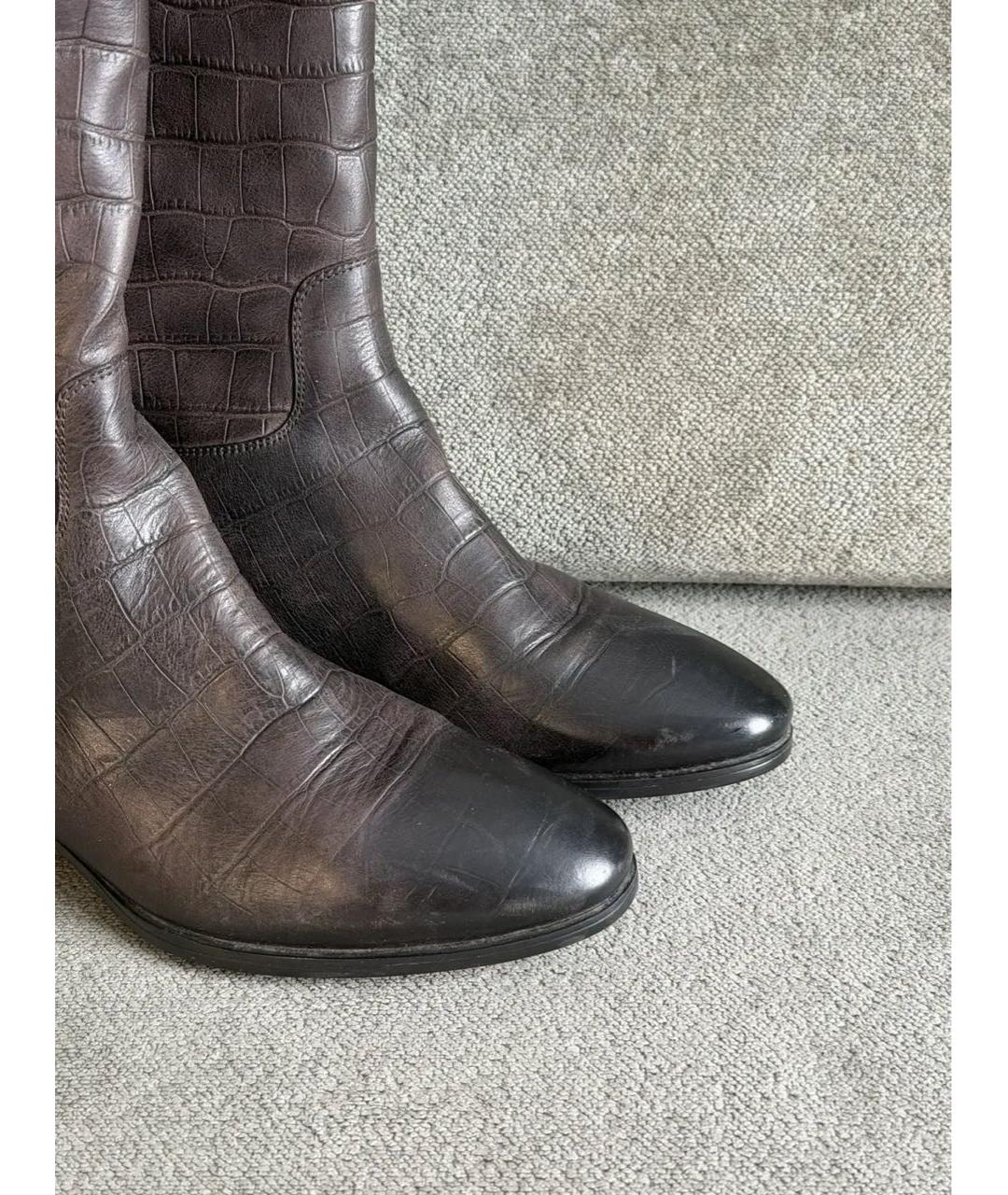 SANTONI Коричневые кожаные сапоги, фото 3