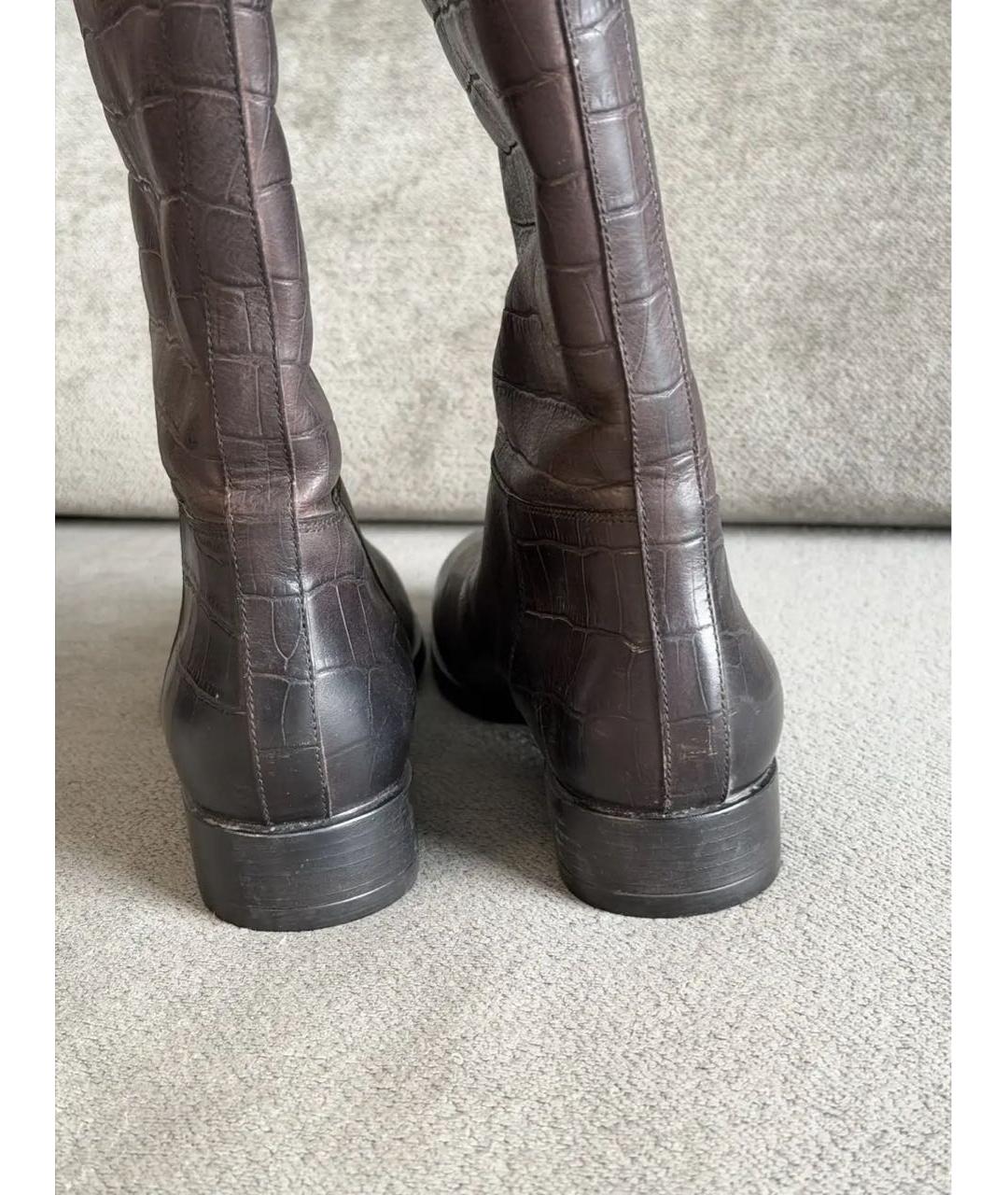 SANTONI Коричневые кожаные сапоги, фото 4