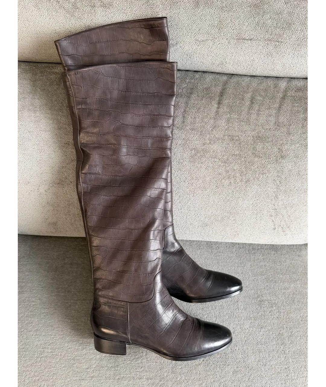 SANTONI Коричневые кожаные сапоги, фото 8