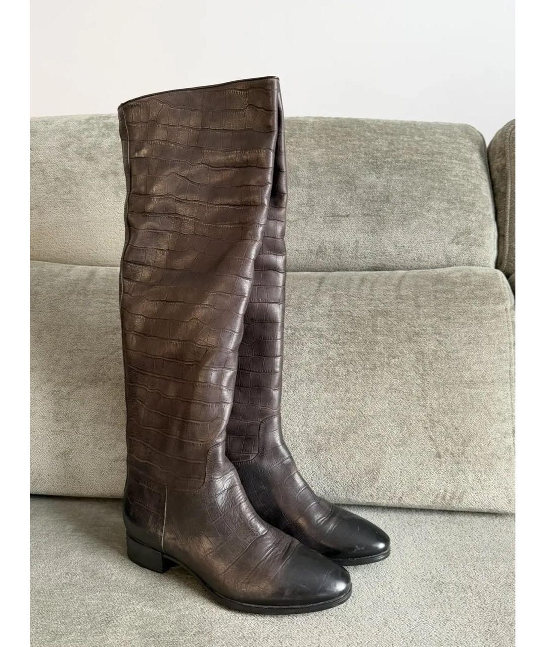 SANTONI Коричневые кожаные сапоги, фото 9