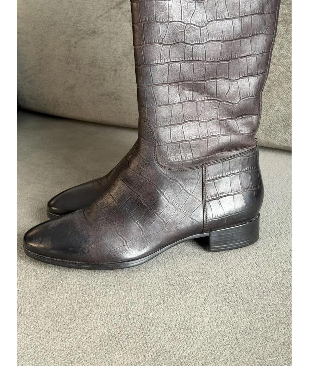 SANTONI Коричневые кожаные сапоги, фото 6