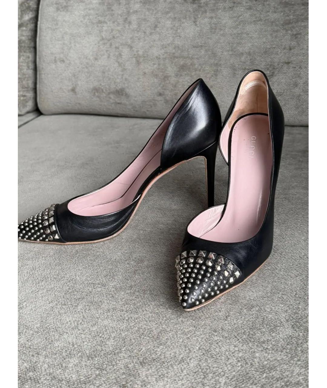 GUCCI Черные кожаные туфли, фото 5