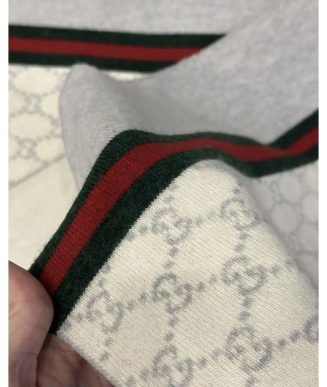 GUCCI Белый шерстяной шарф, фото 7