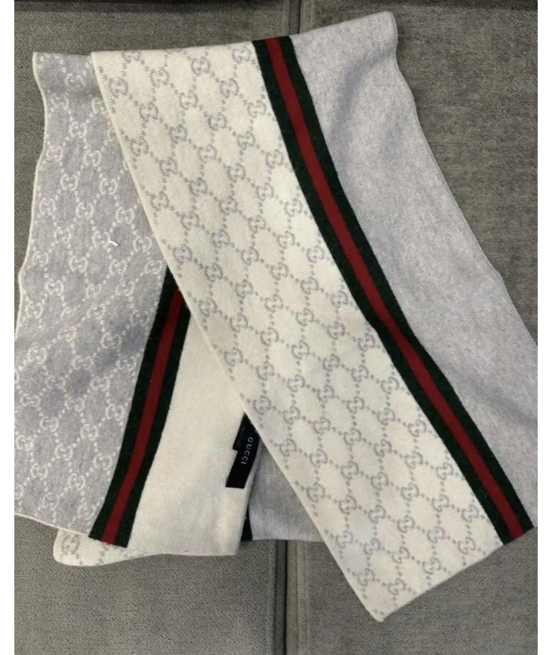 GUCCI Белый шерстяной шарф, фото 6