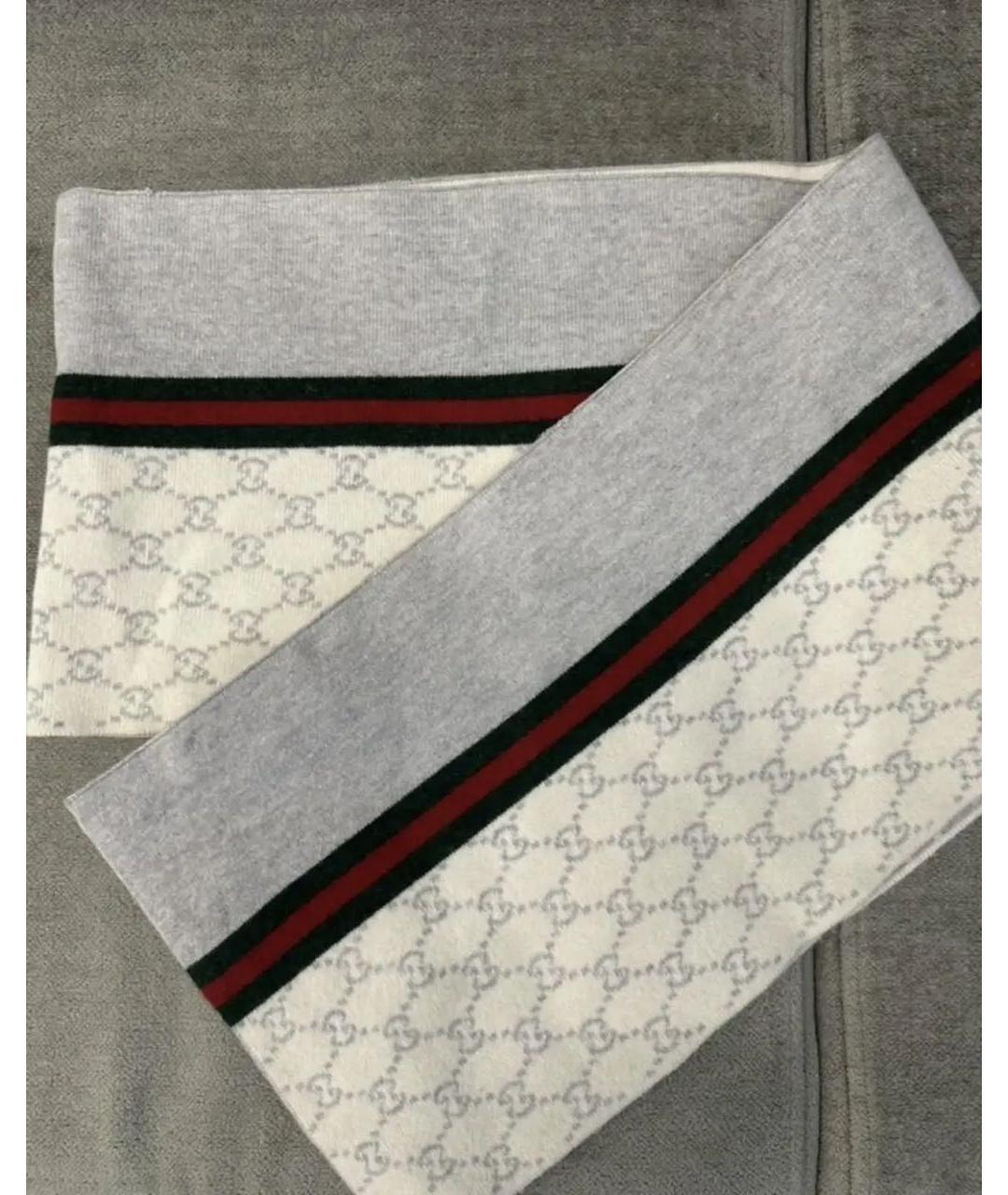 GUCCI Белый шерстяной шарф, фото 4
