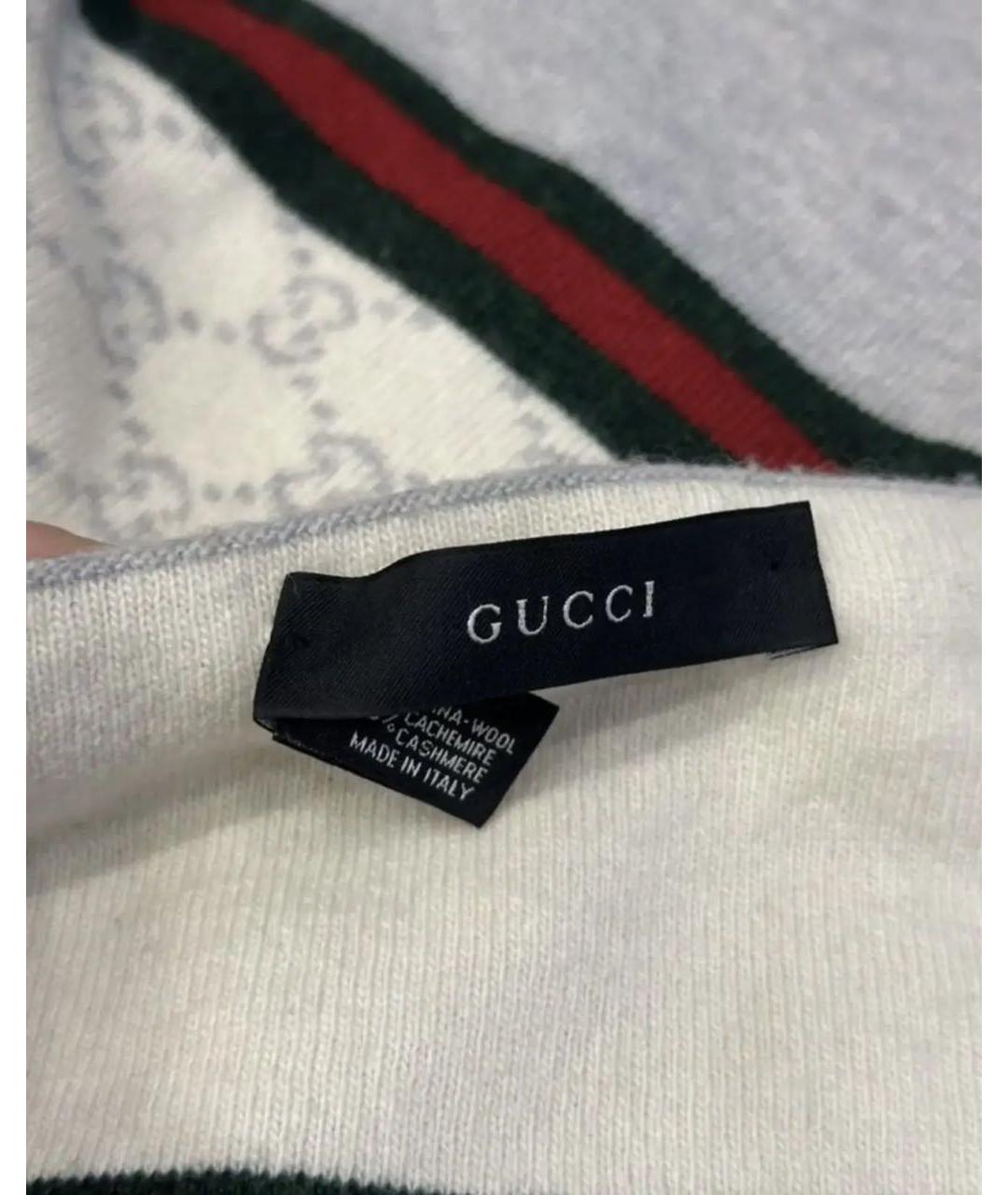 GUCCI Белый шерстяной шарф, фото 3