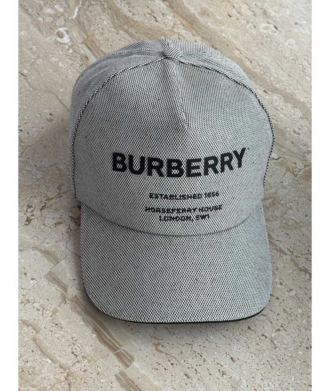 BURBERRY Серая хлопковая кепка, фото 2