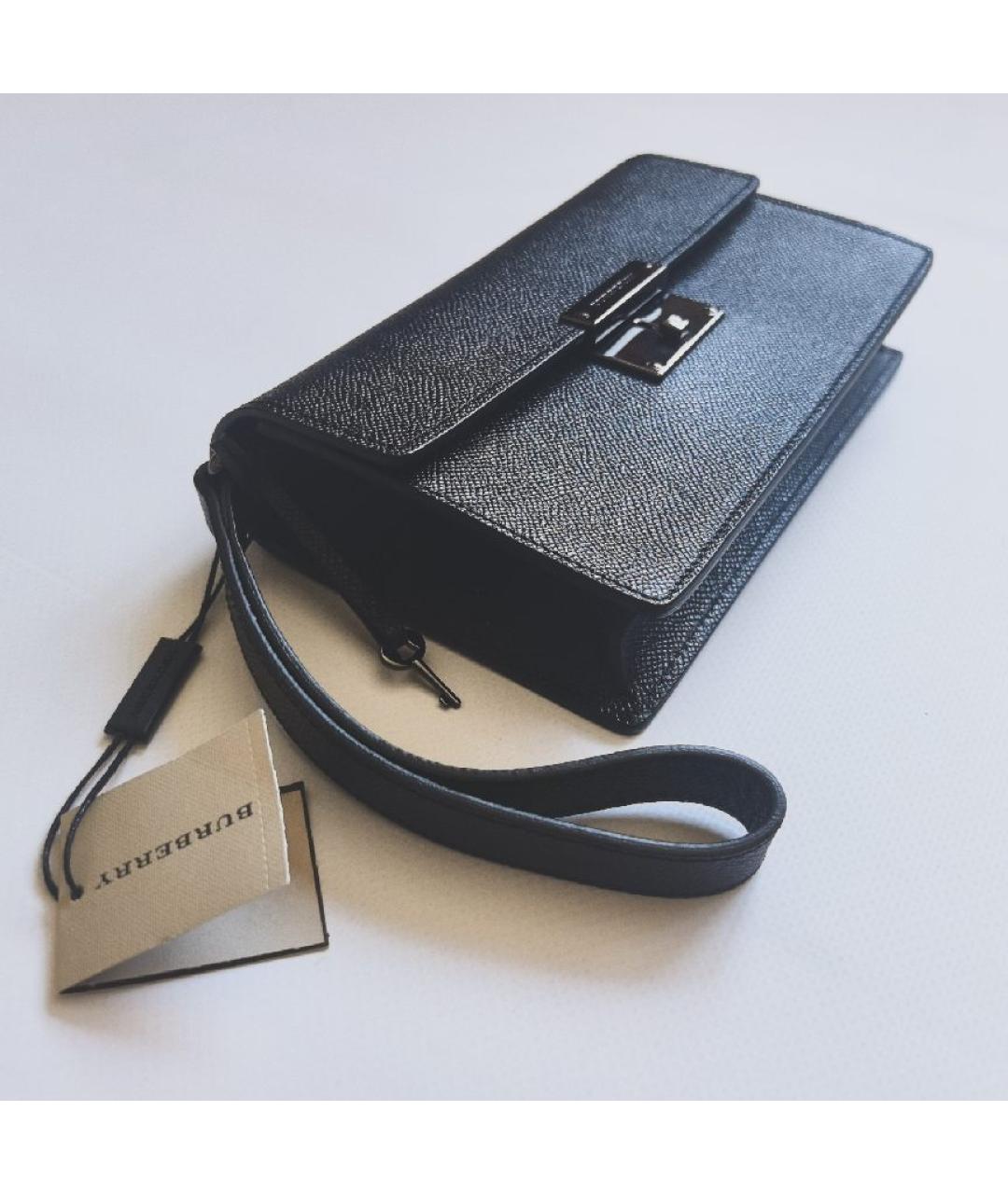 BURBERRY Черная кожаная барсетка, фото 2