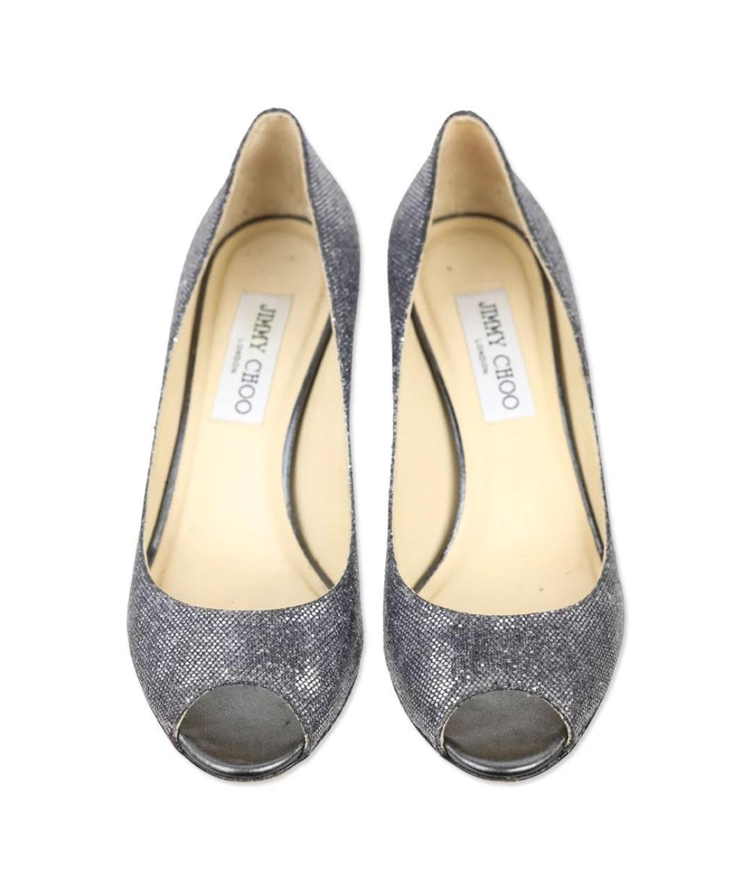 JIMMY CHOO Серебряные кожаные балетки, фото 2