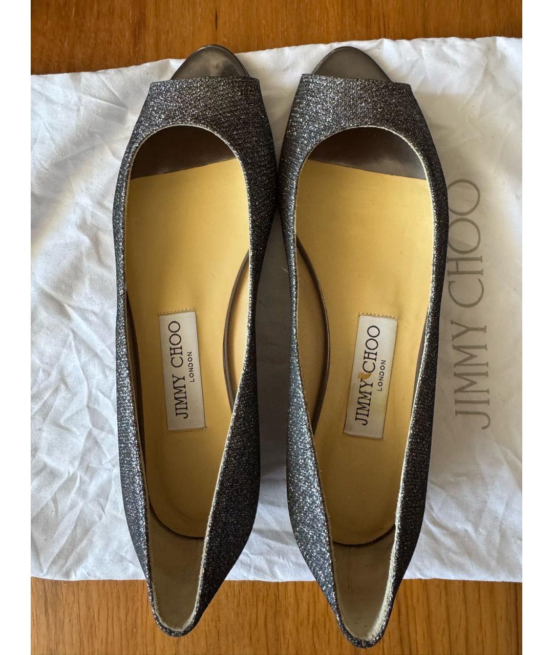 JIMMY CHOO Серебряные кожаные балетки, фото 4