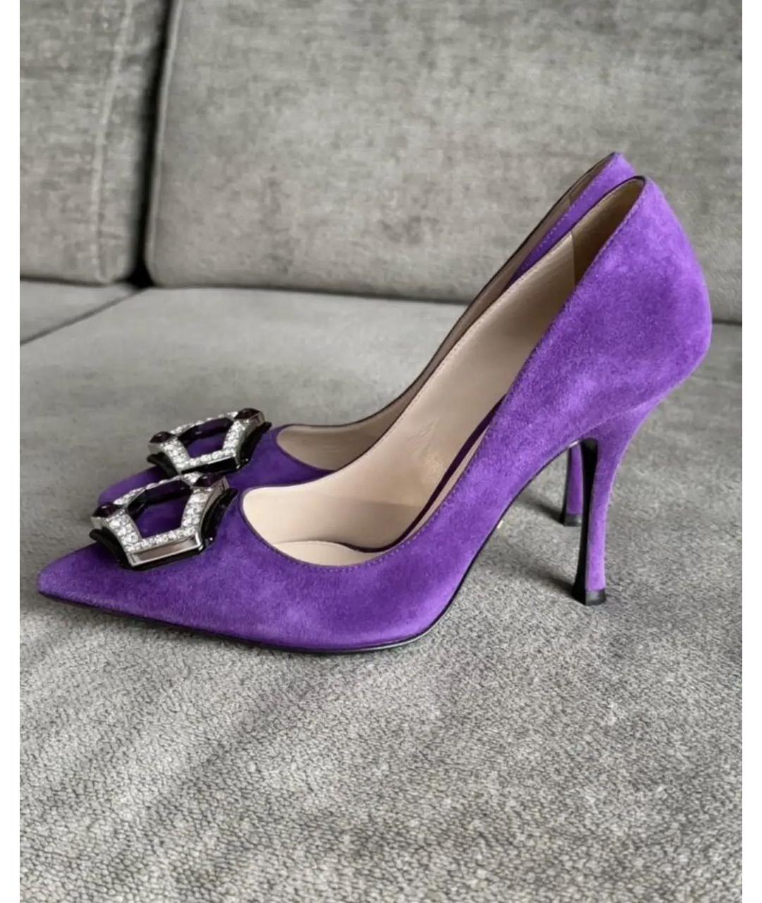 PRADA Фиолетовые замшевые туфли, фото 8