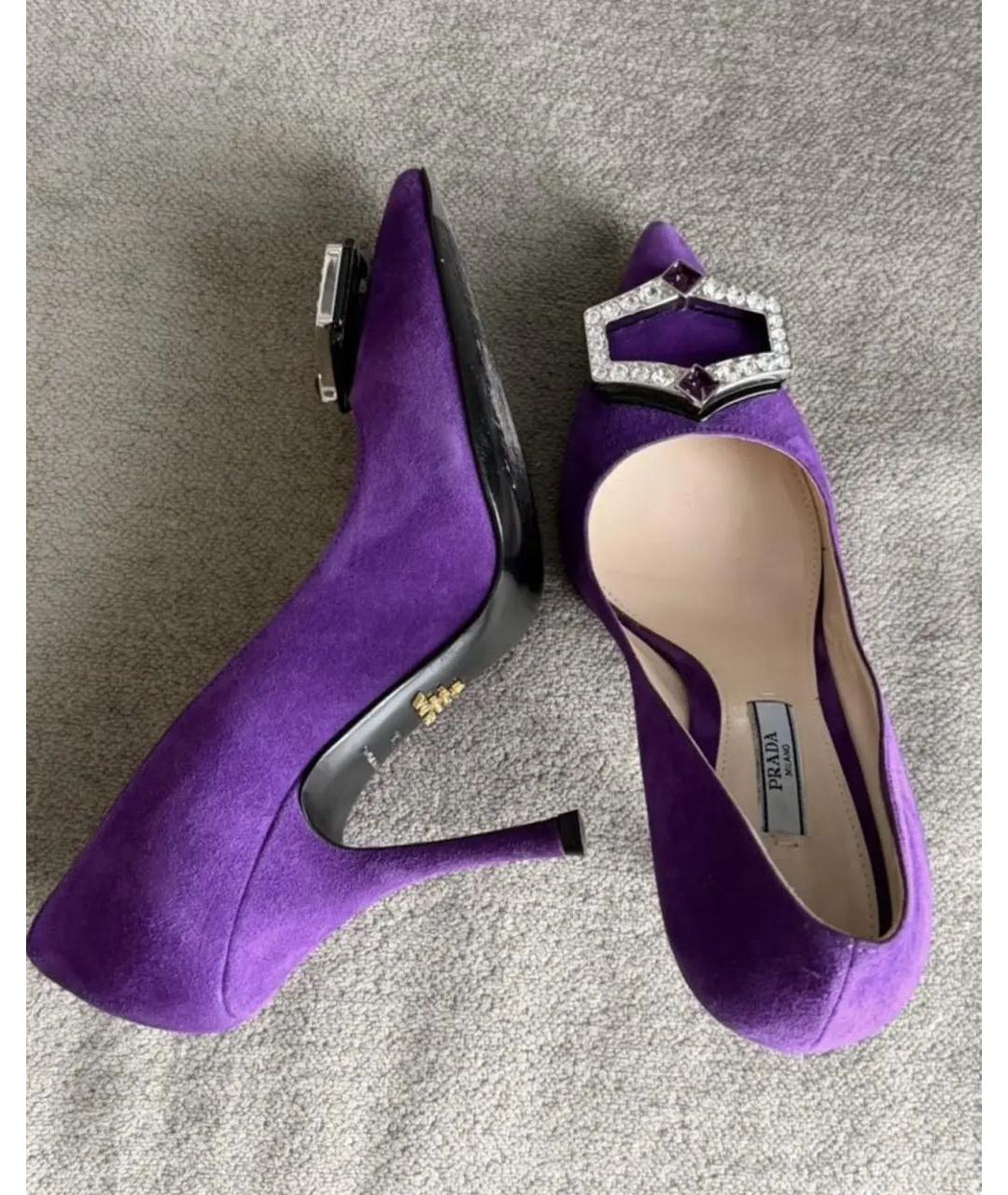 PRADA Фиолетовые замшевые туфли, фото 7