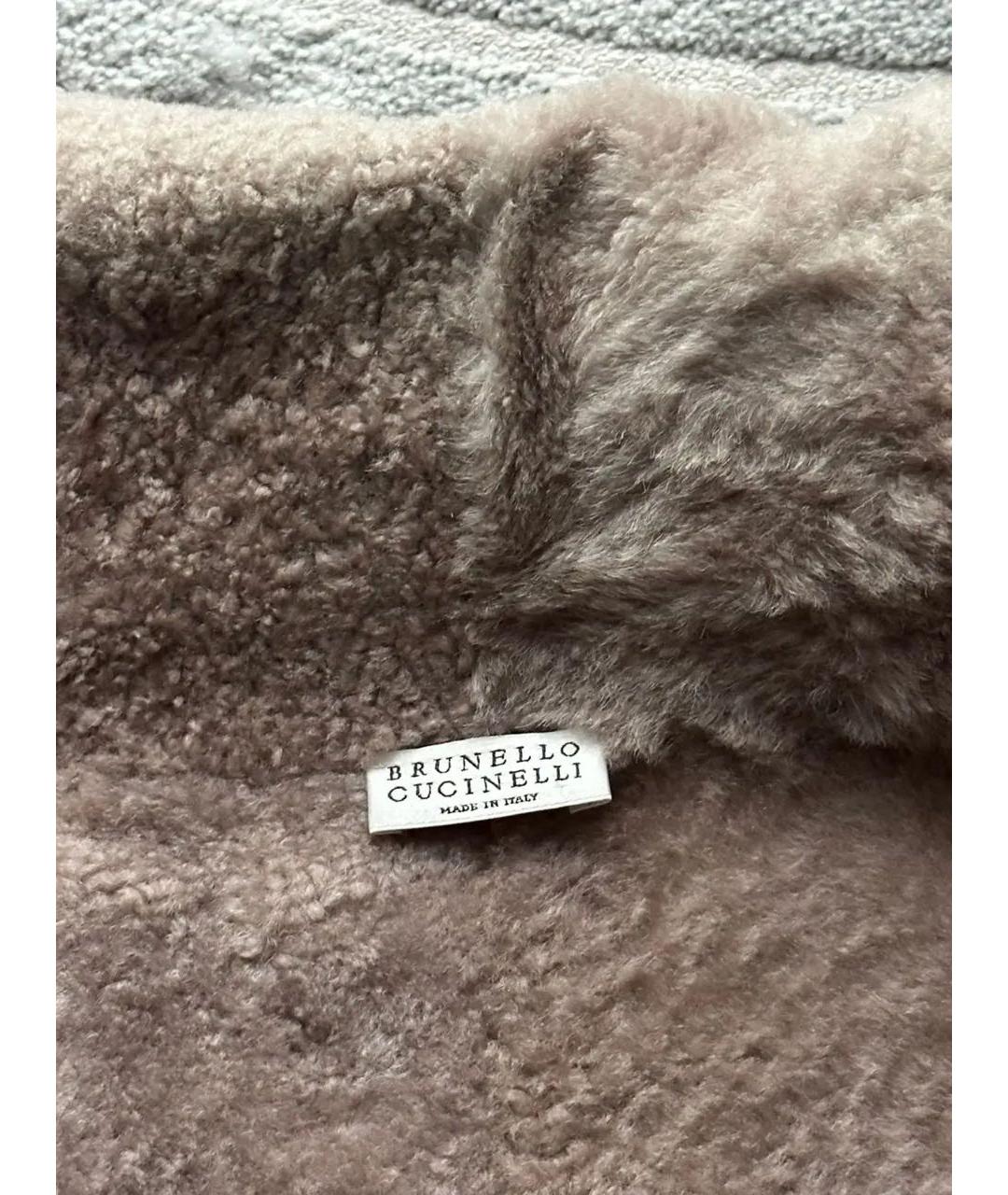 BRUNELLO CUCINELLI Бежевая кожаная дубленка, фото 3