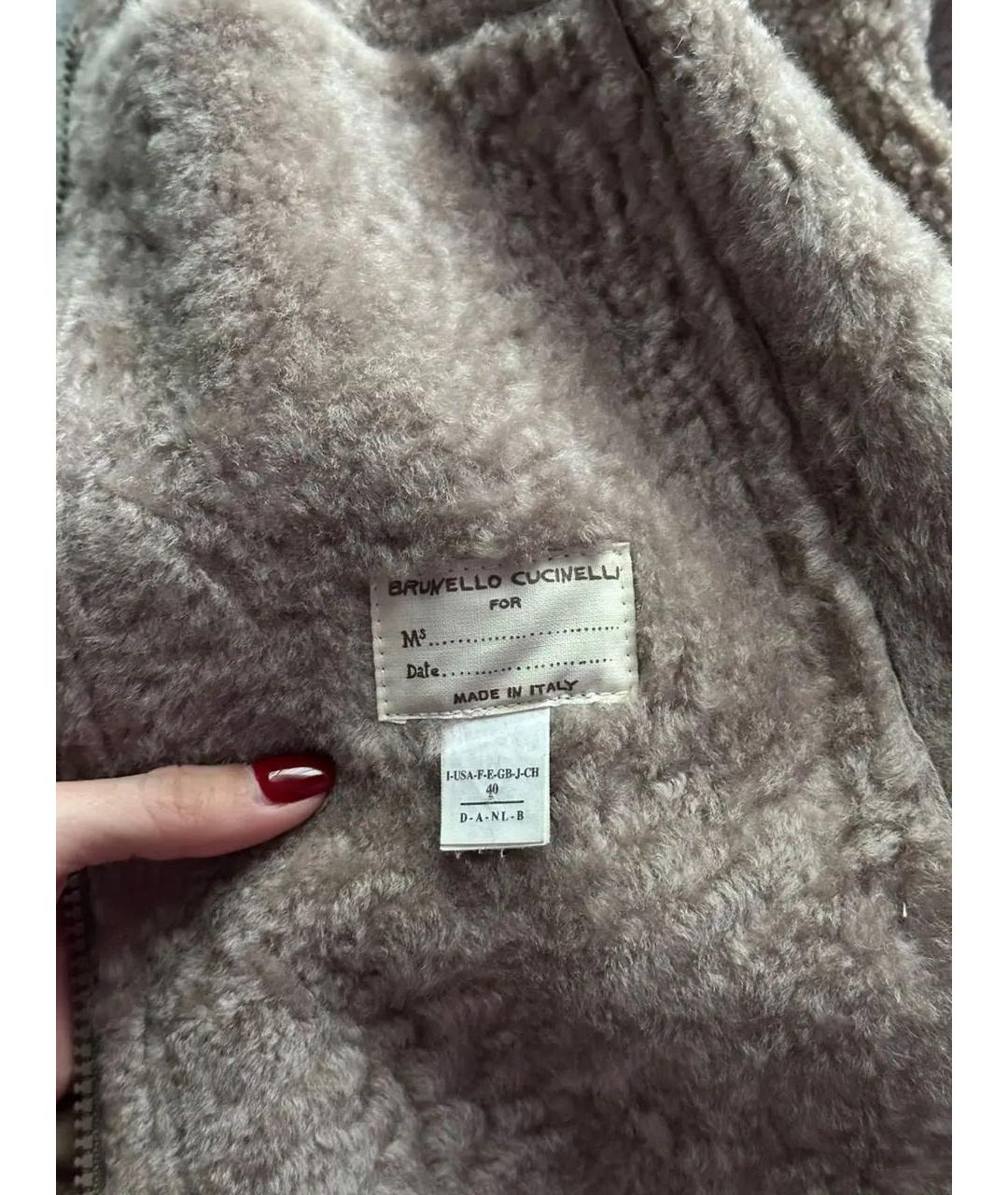 BRUNELLO CUCINELLI Бежевая кожаная дубленка, фото 4