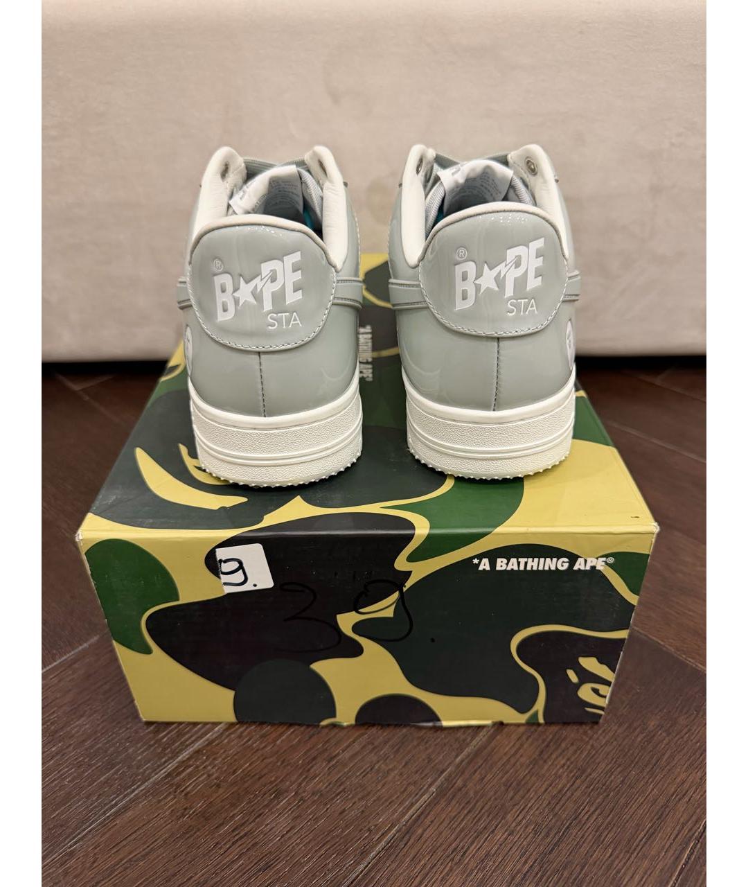 BAPE Серые кожаные низкие кроссовки / кеды, фото 3