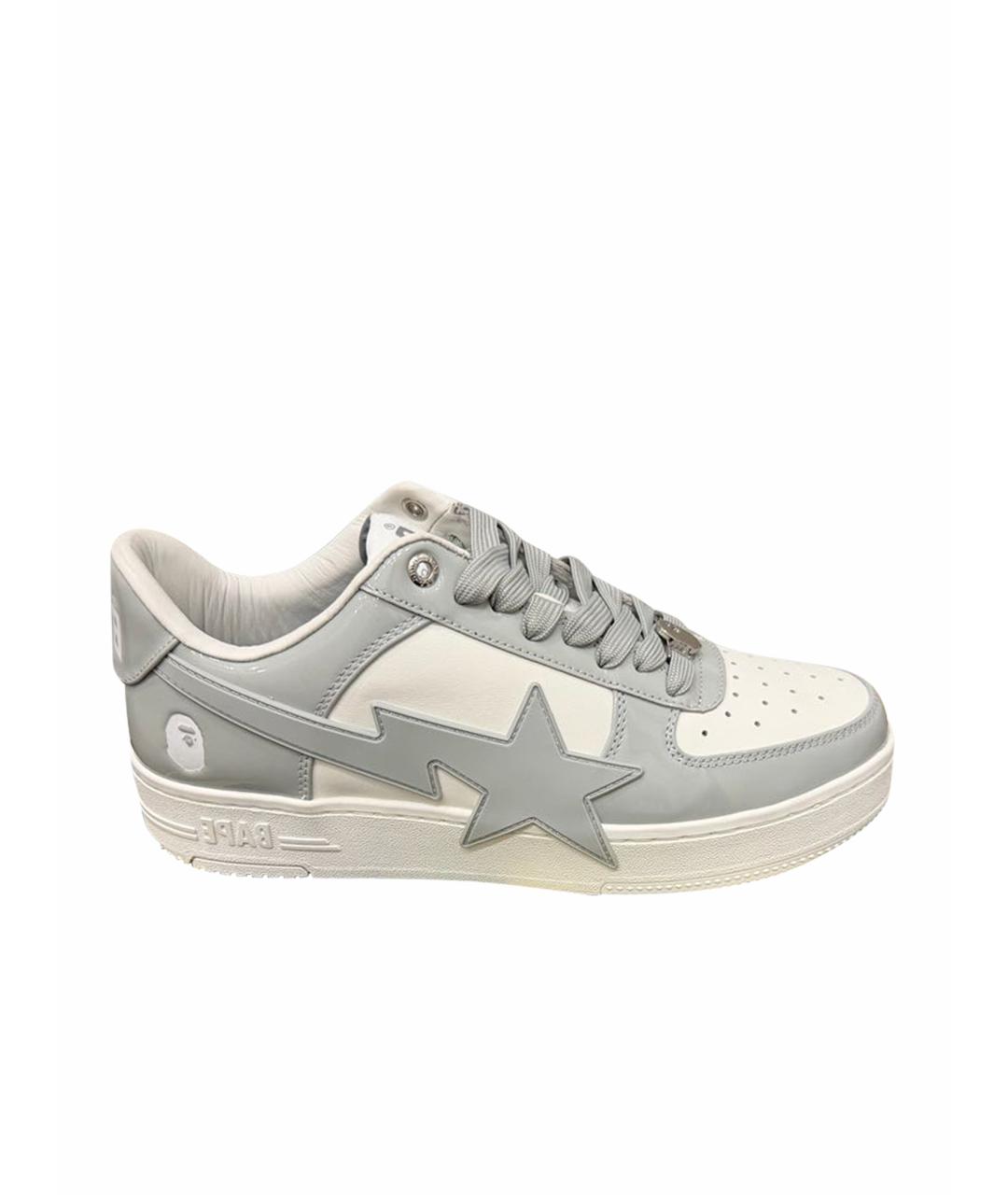 BAPE Серые кожаные низкие кроссовки / кеды, фото 1