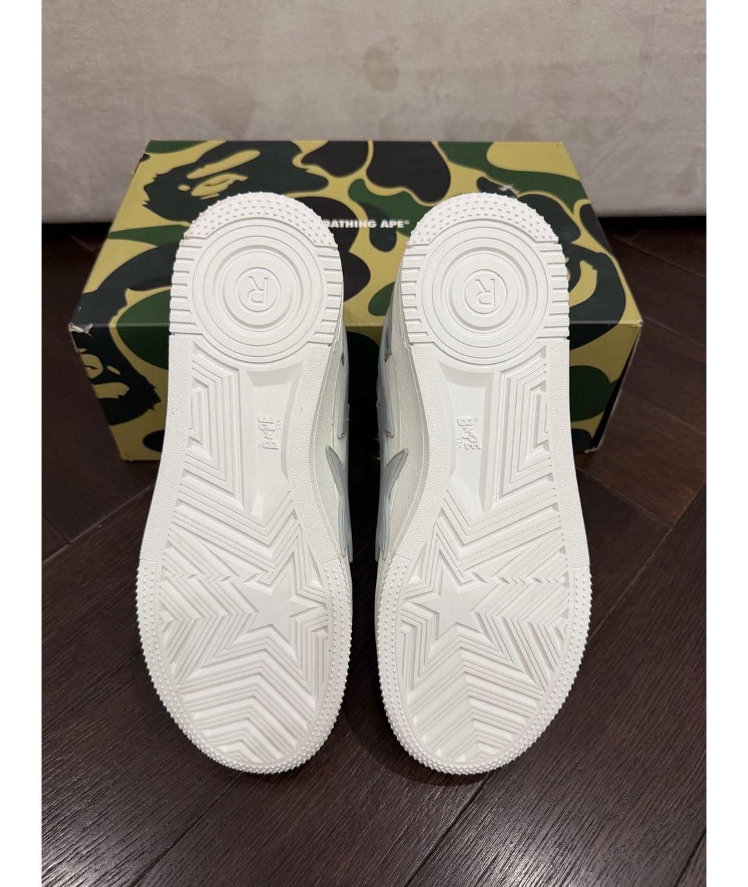 BAPE Серые кожаные низкие кроссовки / кеды, фото 5