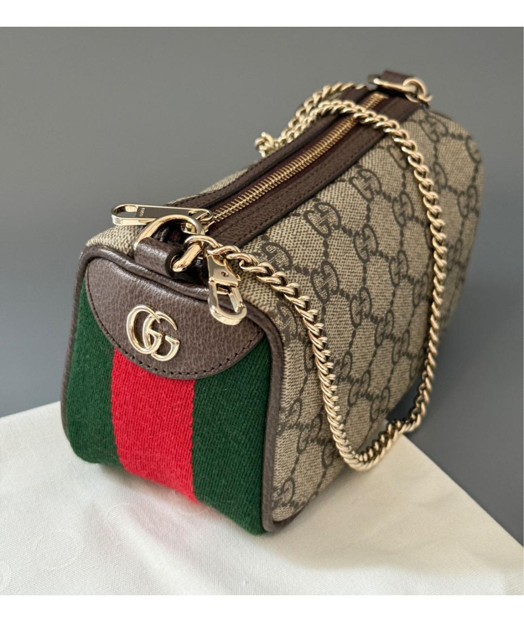 GUCCI Бежевая сумка через плечо из канвы, фото 3