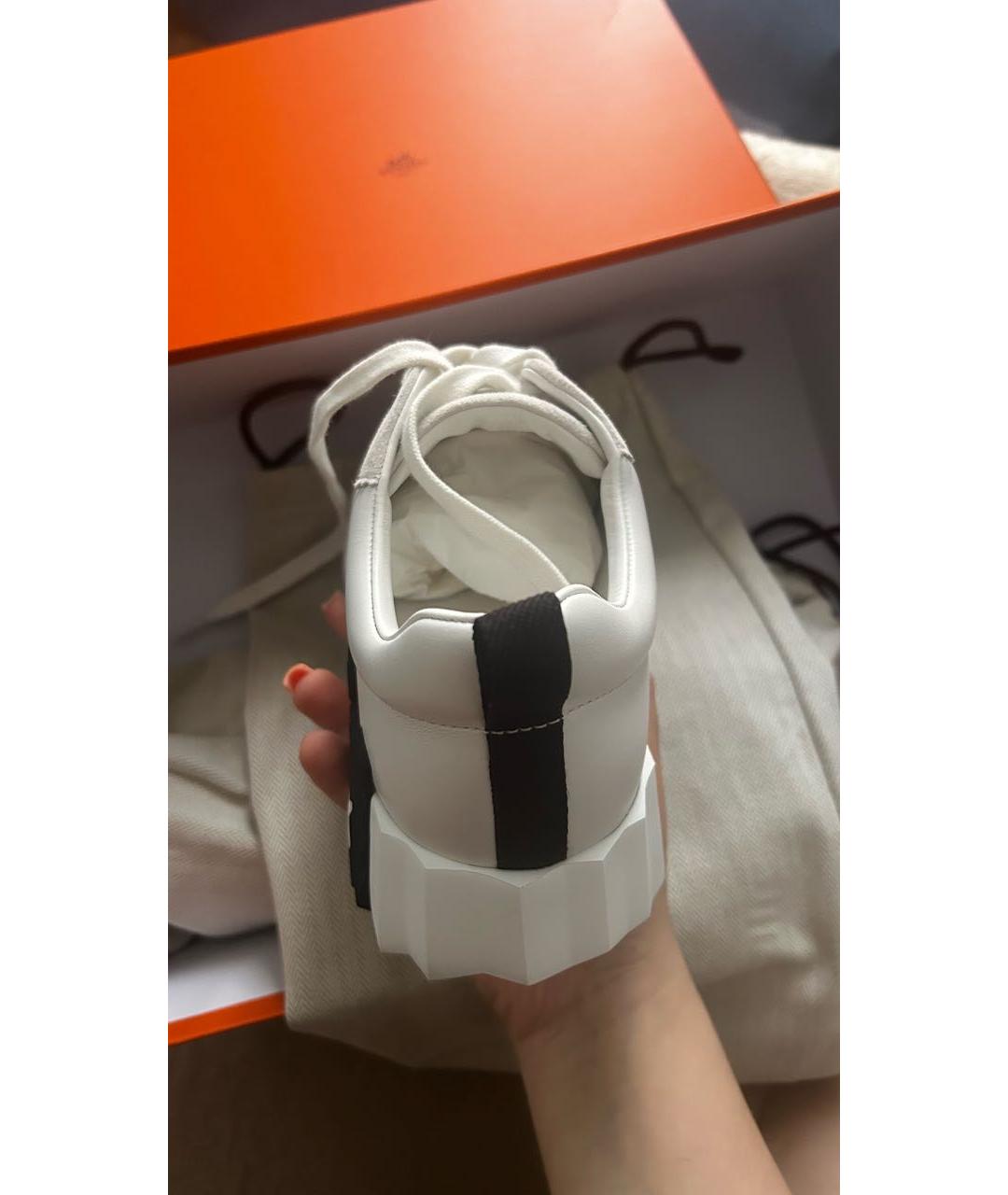 HERMES Белые кроссовки из искусственной кожи, фото 3