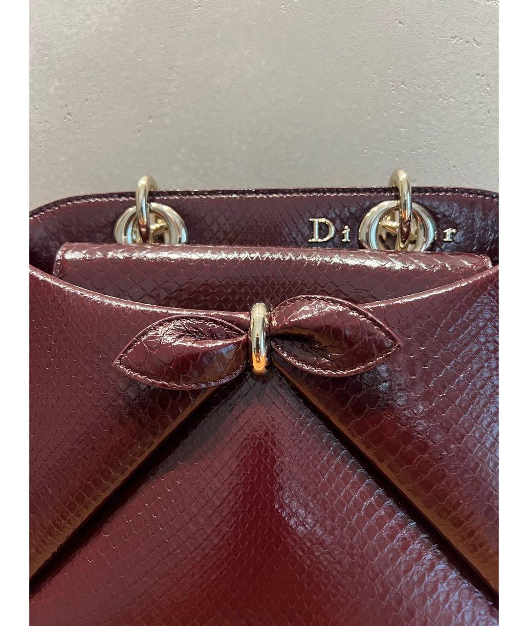 CHRISTIAN DIOR Бордовая сумка через плечо из экзотической кожи, фото 3