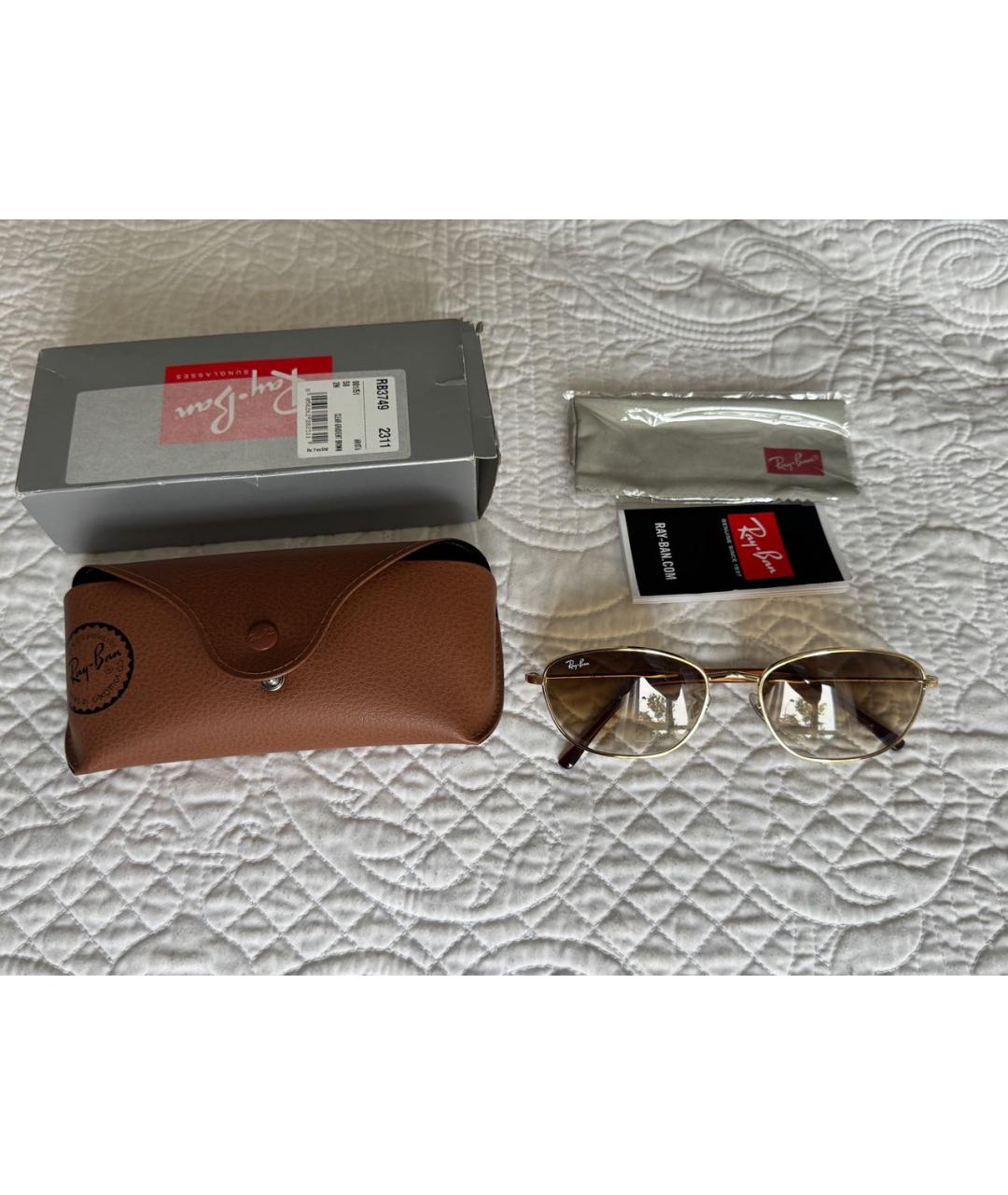 RAY BAN Коричневые металлические солнцезащитные очки, фото 4