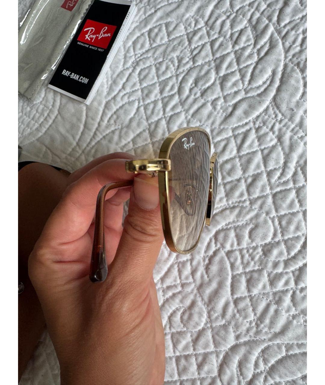 RAY BAN Коричневые металлические солнцезащитные очки, фото 3