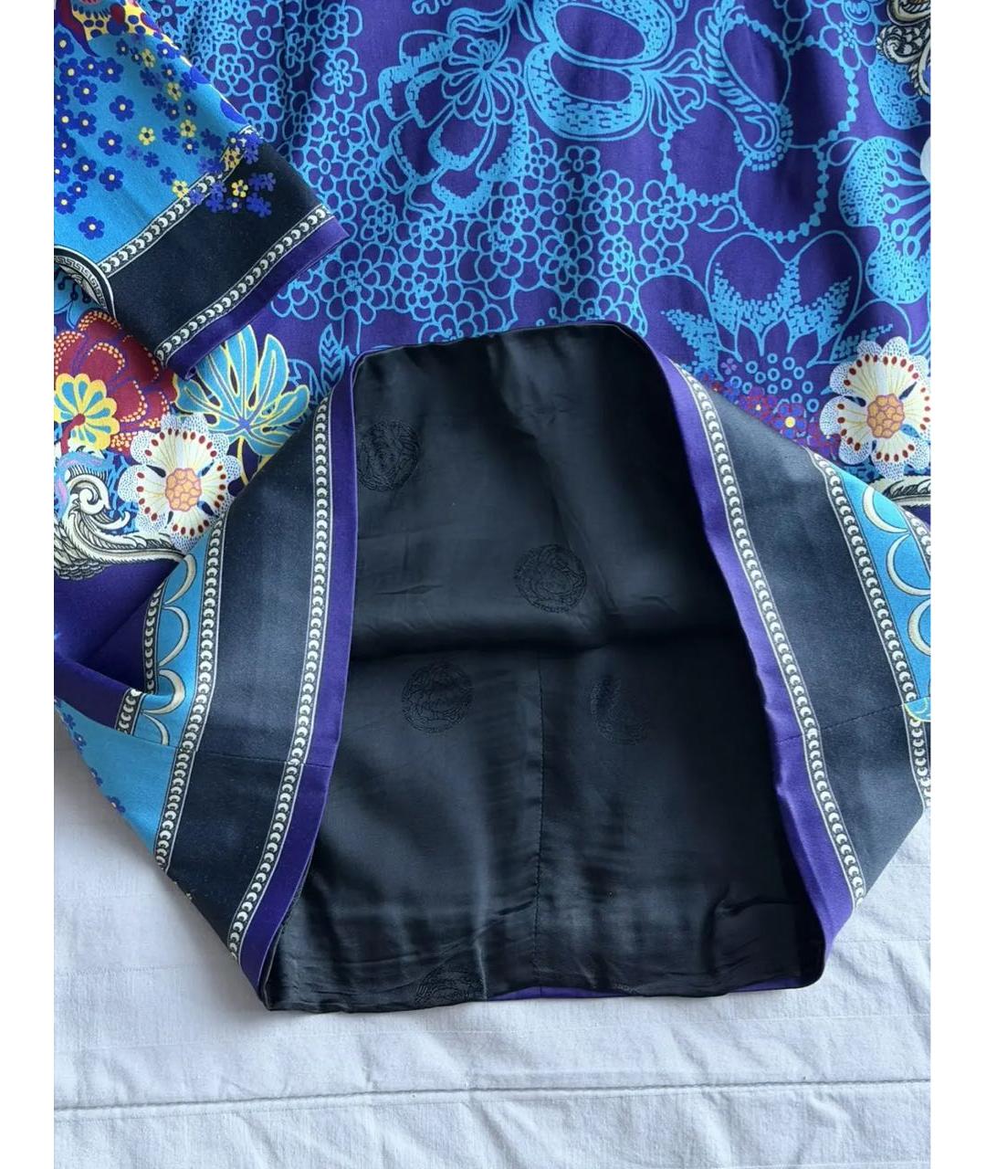 VERSACE Синее вискозное коктейльное платье, фото 8