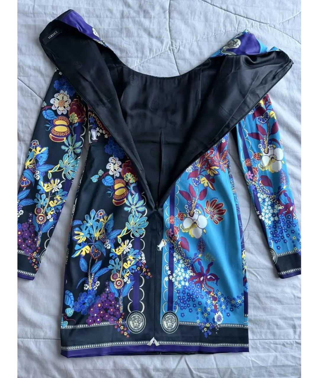 VERSACE Синее вискозное коктейльное платье, фото 6