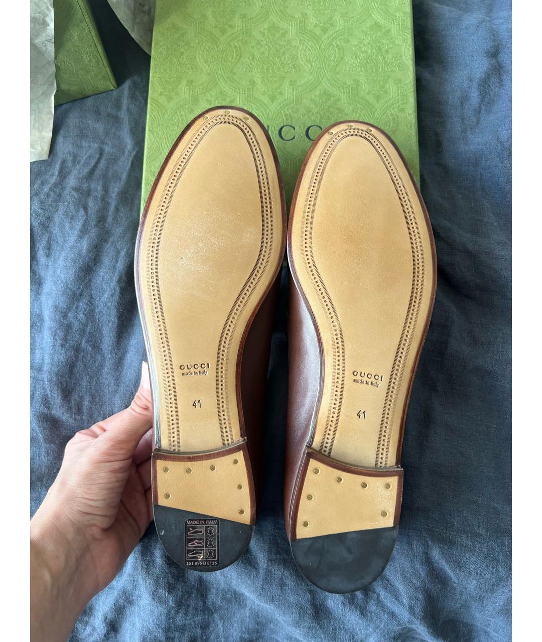 GUCCI Коричневые кожаные лоферы, фото 5