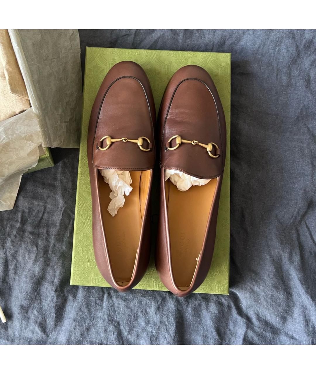 GUCCI Коричневые кожаные лоферы, фото 3