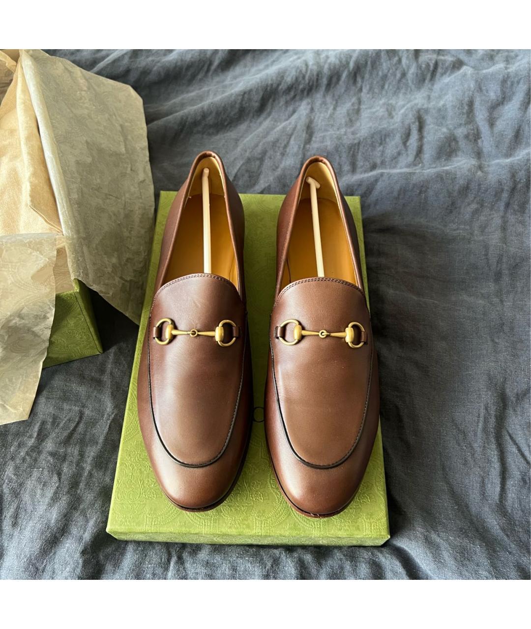 GUCCI Коричневые кожаные лоферы, фото 2