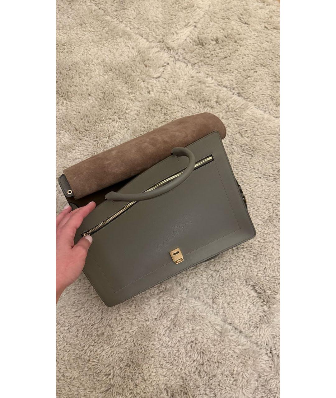 FURLA Антрацитовая кожаная сумка с короткими ручками, фото 8