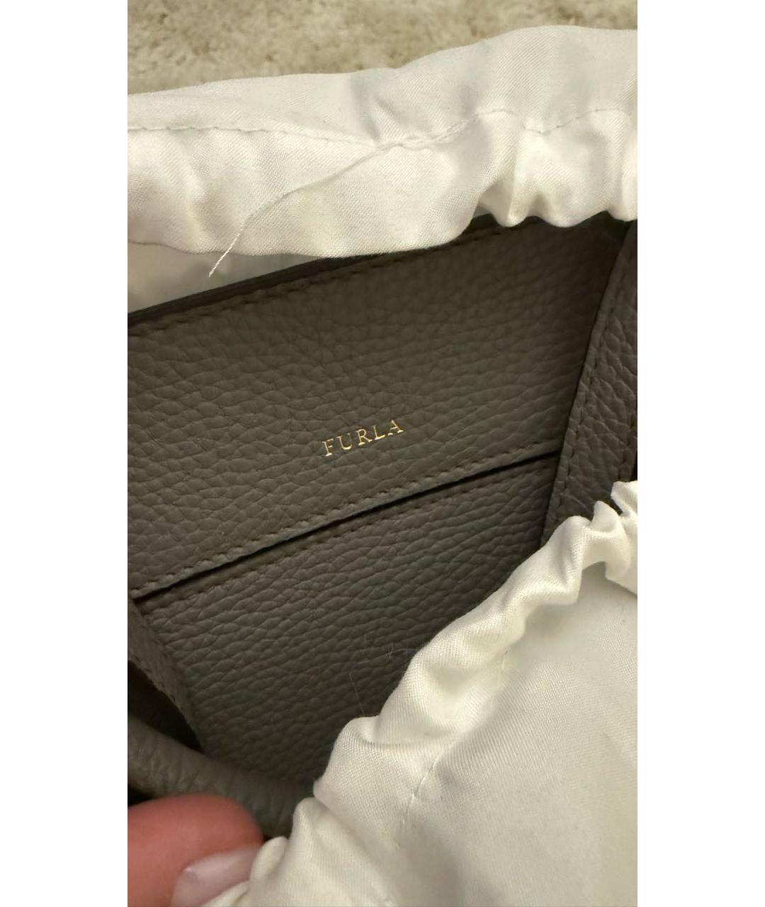 FURLA Антрацитовая кожаная сумка с короткими ручками, фото 7