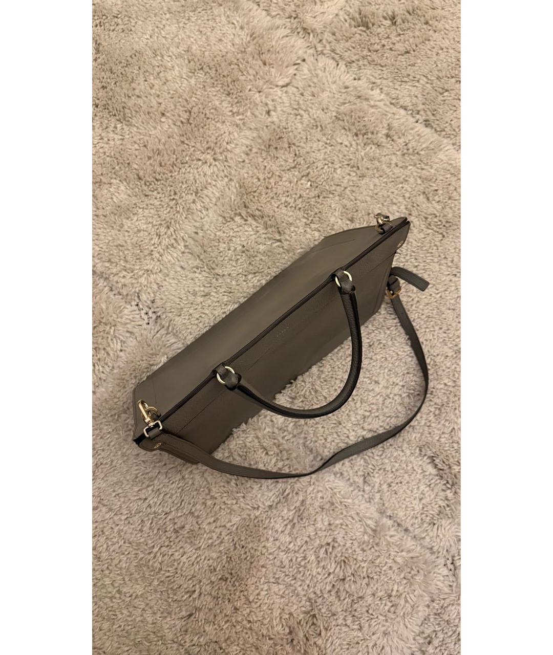 FURLA Антрацитовая кожаная сумка с короткими ручками, фото 2