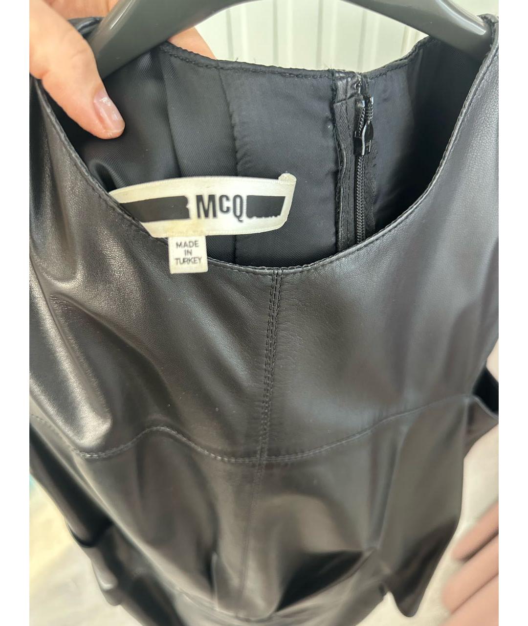 MCQ ALEXANDER MCQUEEN Черное кожаное платье, фото 3